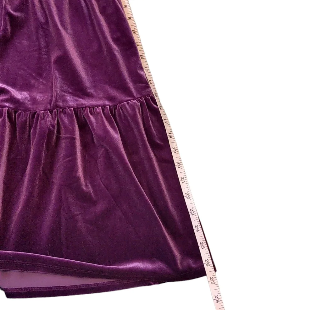 Draper James Lee Ann Dress in Velvet Crimson Purple Puff Sleeve Tiered Medium - Picture 5 of 8